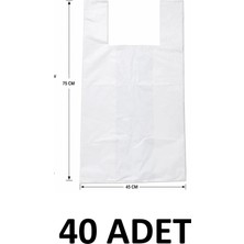 MTKardeşler 40 Adet 45X75 cm Kalın Dayanıklı Beyaz Poşet,eşya Taşıma Poşeti, Battal 45X75CM Poşet ,gıda ile Temasa Uygun Değildir !!!