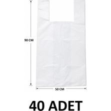 MTKardeşler 40 Adet 50X90 cm Kalın Dayanıklı Beyaz Poşet,eşya Taşıma Poşeti, Battal 50X90 cm Poşet ,gıda ile Temasa Uygun Değildir !!!