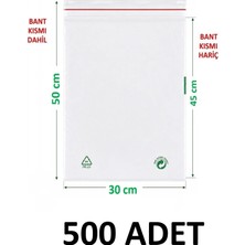 MTKardeşler 500 Adet 30X45+5 cm Şeffaf Yeşil Geri Dönüşümlü Yapışkanlı Naylon Poşet 30X50 Yeşil Dönüşüm Poşet