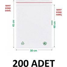 MTKardeşler 30X40+5 cm Şeffaf Yeşil Geri Dönüşümlü Yapışkanlı Naylon Poşet 30X45 Yeşil Dönüşüm Poşet 200 Adet