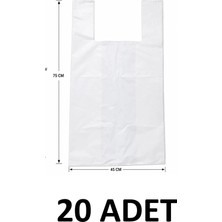 MTKardeşler 20 Adet 45X75 cm Kalın Dayanıklı Beyaz Poşet,eşya Taşıma Poşeti, Battal 45X75CM Poşet ,gıda ile Temasa Uygun Değildir !!!