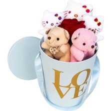 Grand Concept Store  Mor "love" Yazılı Silindir Kutulu Ikili Peluş Ayıcık Hediyelik