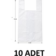 MTKardeşler 10 Adet 45X75 cm Kalın Dayanıklı Beyaz Poşet,eşya Taşıma Poşeti, Battal 45X75CM Poşet ,gıda ile Temasa Uygun Değildir !!!