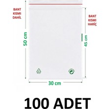 MTKardeşler 100 Adet 30X45+5 cm Şeffaf Yeşil Geri Dönüşümlü Yapışkanlı Naylon Poşet 30X50 Yeşil Dönüşüm Poşet
