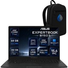 Asus Expertbook B1 Intel Core 7 150U 64 GB Ram 512 GB SSD 15.6'' Full Hd Windows 11 Pro Dizüstü Bilgisayar B1503CVA-C716512B0DRNP25