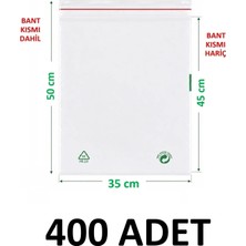 MTKardeşler 400 Adet 35X45+5 cm Şeffaf Yeşil Geri Dönüşümlü Yapışkanlı Naylon Poşet 35X50 cm Yeşil Dönüşüm Poşet