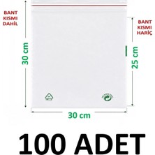 MTKardeşler 30X25+5 cm Şeffaf Yeşil Geri Dönüşümlü Yapışkanlı Naylon Poşet 30X30 cm Yeşil Dönüşüm Poşet 100 Adet