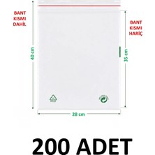 MTKardeşler 200 Adet 28X35+5 cm Şeffaf Yeşil Geri Dönüşümlü Yapışkanlı Naylon Poşet 28X40 Yeşil Dönüşüm Poşet