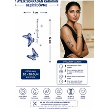 Tattoo 1 Aylık Sonradan Kararan Gerçekci Kelebek ve Yazı Model Geçici Dövme Yapıştırma