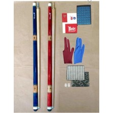 Empressco Bilardo Istakası (Kingcue) 2 Adet + Tebeşir 12 Adet + Istaka Ucu 10 Adet + Eldiven 2 Adet Takım3