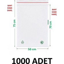 MTKardeşler 1000 Adet 50X70+5 cm Şeffaf Yeşil Geri Dönüşümlü Yapışkanlı Büyük Naylon Poşet 50X75 cm Yeşil Dönüşüm Poşet