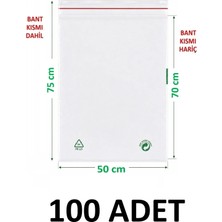 MTKardeşler 50X70+5 cm Şeffaf Yeşil Geri Dönüşümlü Yapışkanlı Büyük Naylon Poşet 50X75 cm Yeşil Dönüşüm Poşet 100 Adet