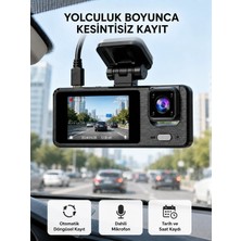 Najmaddin Mey ® 3 Kameralı Araç Dvr 1080P Ön + Hd Arka + Iç Kamera Döngü Kayıt 2’’ Ekran Najmaddi
