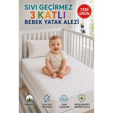 Hig Store Desert Touch %100 Pamuk Sıvı Geçirmez Kapitoneli 3 Katlı Bebek Çocuk Yatak Koruyucu Alez Beşik Anaokulu Kreş Alezi