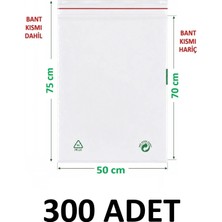 MTKardeşler 50X70+5 cm Şeffaf Yeşil Geri Dönüşümlü Yapışkanlı Büyük Naylon Poşet 50X75 cm Yeşil Dönüşüm Poşet 300 Adet