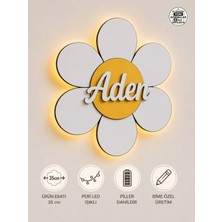 Windly Concept LED Işıklı Papatya Isimlik Kişiye Özel Bebek Kapı Süsü Bebek Odası Dekoru Pil Dahil