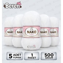 Nako Paris - 208 Beyaz - 5'li Paket - 100GR/245M - El Örgü Ipi - Hırka, Kazak, Bluz, Atkı, Bere, Şal