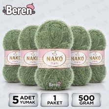 Nako Paris - 045 Haki - 5'li Paket - 100GR/245M - El Örgü Ipi - Hırka, Kazak, Bluz, Atkı, Bere, Şal