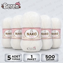 Nako Paris - 300 Ekru - 5'li Paket - 100GR/245M - El Örgü Ipi - Hırka, Kazak, Bluz, Atkı, Bere, Şal