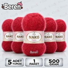 Nako Paris - 3641 Karmen Kırmızı - 5'li Paket - 100GR/245M - El Örgü Ipi - Hırka, Kazak, Bluz, Atkı, Bere, Şal