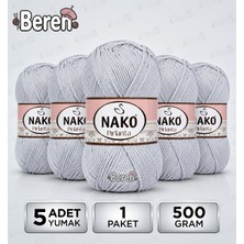 Nako Pırlanta - 130 Açık Gri - 5'li Paket - 100GR/225M - El Örgü Ipi - Amigurimi-Hırka- Kazak- Şal-Bebek Ipi