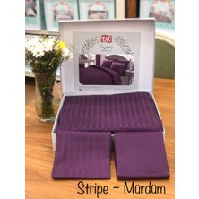Taç Çift Kişilik Stripe Saten Nevresim Takımı