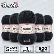 Nako Paris - 217 Siyah - 5'li Paket - 100GR/245M - El Örgü Ipi - Hırka, Kazak, Bluz, Atkı, Bere, Şal