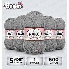 Nako Pırlanta - 6298 Gri - 5'li Paket - 100GR/225M - El Örgü Ipi - Amigurimi-Hırka- Kazak- Şal-Bebek Ipi