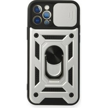Eco Port Apple Iphone 12 Pro Kılıf Pars Lens Yüzüklü Silikon - Gümüş