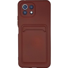 Vintessy Xiaomi Mi 11 Lite Kılıf Kelvin Kartvizitli Silikon - Bordo