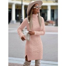 Lune Store Loren Yünlü Motifli Midi Boy Triko Elbise