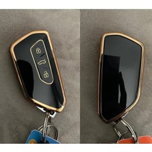 Satışmax Golf 8 Kumanda Kılıfı Seat Skoda Siyah Gold Altın Renk