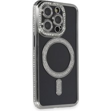 Eco Port Apple Iphone 14 Pro Max Kılıf Joke Simli Magneticsafe Kılıf - Gri