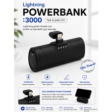 ÇELİKWORK 3000 mAh iPhone Lighting Uyumlu Powerbank Mini Elektronik Siyah Taşınabilir Güç Bankası