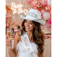 Bkmc Party 🥈 Bekarlığa Veda Gelin Şapkası – Beyaz Bride Kovboy Şapka, Bride To Be Parti Aksesuarı