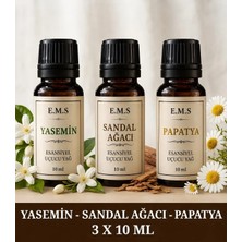 E.M.S YASEMİN - SANDAL AĞACI - PAPATYA Esansiyel Uçucu Yağ Buhurdanlık Yağı Difüzör Esansı Oda Kokusu  MUM ESANSI 3 X 10 ML.