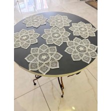 Ceki Home 6'lı Dantel Kahve Sunumluğu 15x15 cm Asorti Desenli Zarif Sunum Aksesuarı