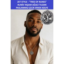 Zetconcept Zet Style – Tree Of Runes "runik Yaşam Ağacı Tılsımı" Runik Sembollü Paslanmaz Çelik Erkek Kolye – Muhteşem Bir Hediye