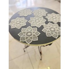 Ceki Home 6'lı Dantel Kahve Sunumluğu 15X15 cm Asorti Desenli Bardak Altlığı Türk Kahvesi Fincan Sunum Seti