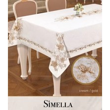 Ceki Home Keten Masa Örtüsü Tablecloth 160x260 cm Yemek Masası Örtüsü Simella Model Krem-God Detay