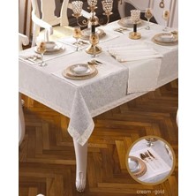 Ceki Home 8 Kişilik Zara Krem-Gold 10 Masası 160 × 220 cm Parça Lüks Şık Yemek Masa Takımı