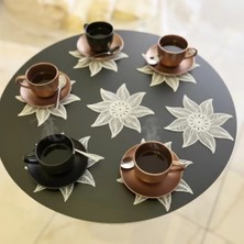 6'lı Dantel Kahve Sunumluğu 15X15 cm Asorti Desenli Dekoratif Bardak Altlığı