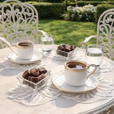 Ceki Home 6'lı Dantel Kahve Sunumluğu 15x15 cm Asorti Desenli Çeyizlik Kahve Seti