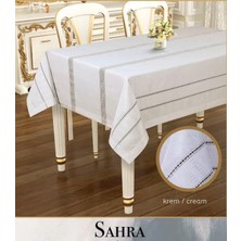 Ceki Home Sahra Model Krem 160x220 cm Polyester Ajurlu Keten Masa Örtüsü Şık Tablecloth