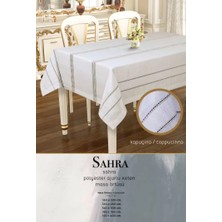 Ceki Home Sahra Model Kapicino 160x220 cm Polyester Ajurlu Keten Masa Örtüsü Modern Dekor