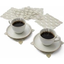 Ceki Home 6'lı Dantel Kahve Sunumluğu 15X15 cm Asorti Desenli Bardak Altlığı Türk Kahvesi Fincan Sunum Seti
