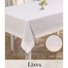Ceki Home 160x260 cm Liana Model Krem Çeyizlik Keten Dantel Şık Yemek Dekoru