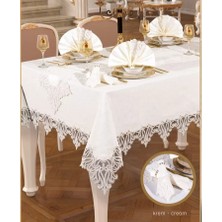 Ceki Home Gülse Yemek Takımı Masa Seti 12 Kişilik 26 Parça 160 × 260 cmRunner Set Krem