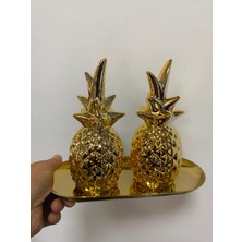 Elif Aksesuar Metal Sunum Tabaklı 2 Li Ananas Dekor