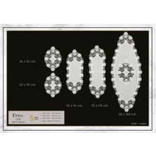 Ceki Home Salon Takımı 5 Parça Keten Dantelli Masa Örtüsü Runner Seti Evita Mode No 6859 -Krem-Krem